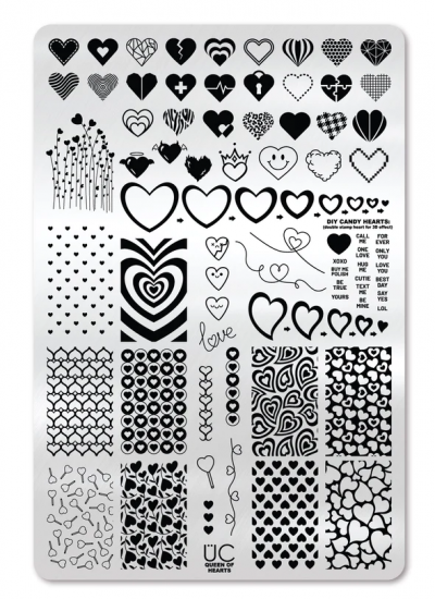 Uberchic Nailart -  Single Stamping Plates - Queen of Hearts