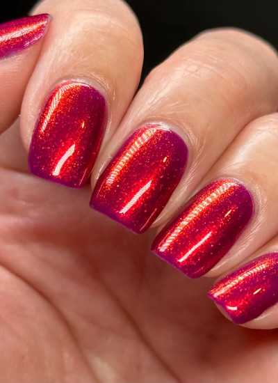 Dam Polish - Jingle Berries - Red Shimmer Nail Polish - Nov 2022 Polish of the Month