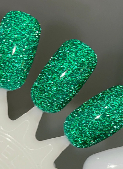 Dam Polish - Pure Greed - Green Reflective Glitter Nail Polish