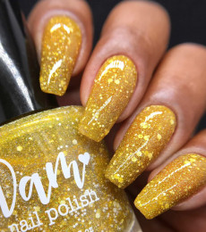 Dam Polish -Hibernation Collection -  Forty Thousand Winks - Yellow Reflective Glitter Nail Polish