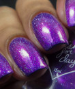 Polished For Days - Nightmare Pt. 2 Trio - What’s This?!what’s this?! - a purple base packed with purple to pink strong shifting shimmer and holographic flakes.